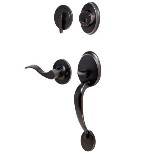 Weslock R2810-1X1R2D Hillcrest Single Cylinder Handleset with Right Hand New Haven Trim with Adjustable Latch and Round Corner Strikes Oil Rubbed Bronze Finish