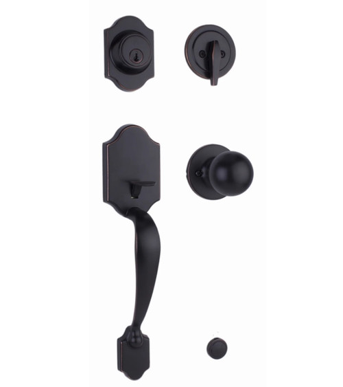 Weslock 02820-1G1FR2D Parkside Single Cylinder Handleset with Hudson Trim Oil Rubbed Bronze Finish