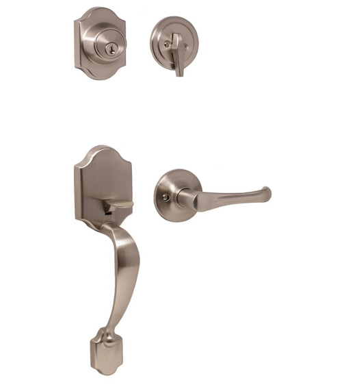 Weslock 02820-NVNFR2D Parkside Single Cylinder Handleset with Somerset Trim Satin Nickel Finish