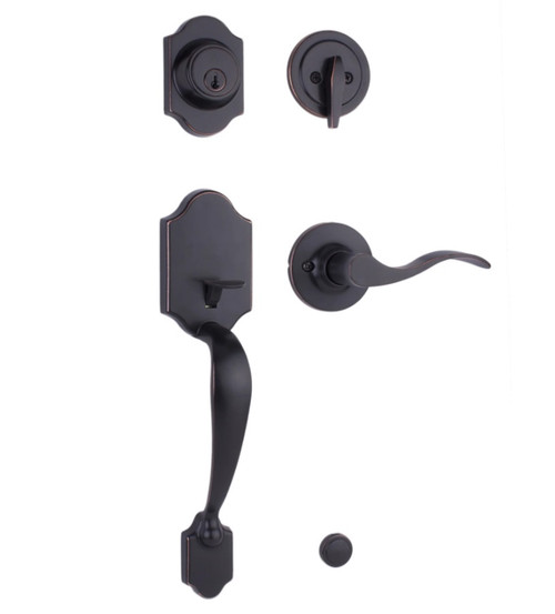 Weslock L2820-1X1FR2D Parkside Single Cylinder Handleset with Left Hand New Haven Trim Oil Rubbed Bronze Finish