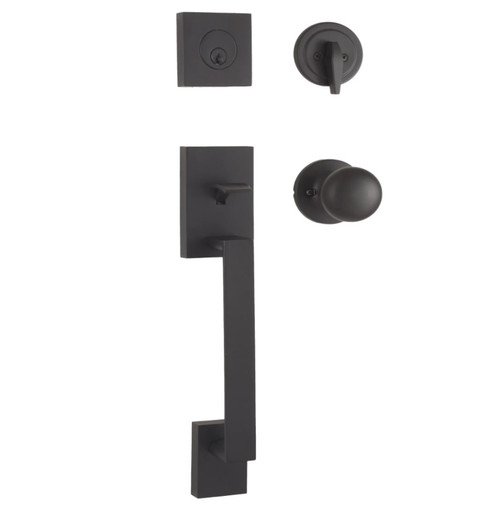 Weslock 02840-2S2FR2D Bailey Single Cylinder Handleset with Salem Knob Matte Black Finish