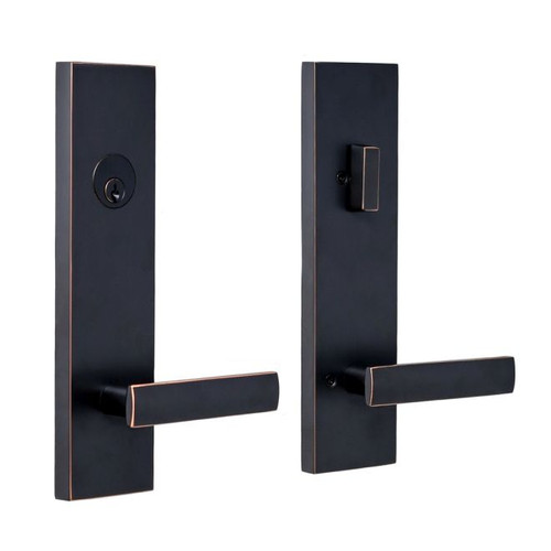 Weslock 066213131SL2D Utica Lever Addy Escutcheon Single Cylinder Deadbolt Passage Lock with Adjustable Latch and Round Corner Strikes Oil Rubbed Bronze Finish