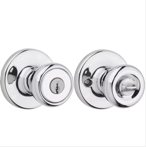 Kwikset 400T-26 Tylo Knob Entry Door Lock with 6AL Latch and RCS Strike Bright Chrome Finish