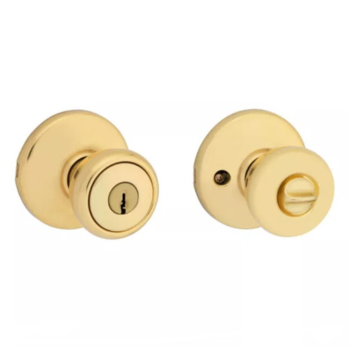 Kwikset 400T-3 Tylo Knob Entry Door Lock with 6AL Latch and RCS Strike Bright Brass Finish