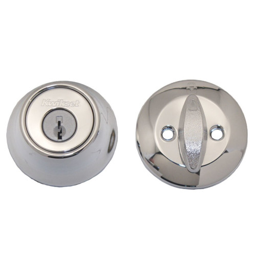 Kwikset 660-26.DS Single Cylinder Deadbolt with RCAL Latch and Dual RCS and 5303 Full Lip Strike K3 Bright Chrome Finish