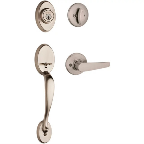 Kwikset 800CE/966DL-15 Satin Nickel Chelsea Single Cylinder Handleset with Delta Lever