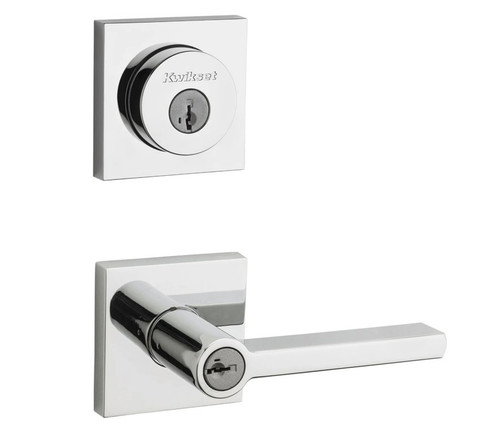 Kwikset 158SQT-740HFLSQT-26 Bright Chrome Halifax Single Cylinder Deadbolt with Halifax Keyed Entry Lever and Square Rose