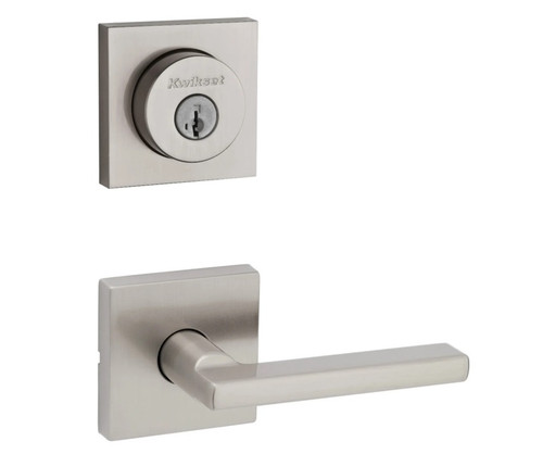 Kwikset 158SQT-720HFLSQT-15 Satin Nickel Halifax Single Cylinder Deadbolt with Halifax Passage Lever and Square Rose