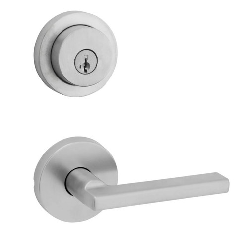 Kwikset 158RDT-720HFLRDT-26D Satin Chrome Milan Single Cylinder Deadbolt with Halifax Passage Lever and Round Rose