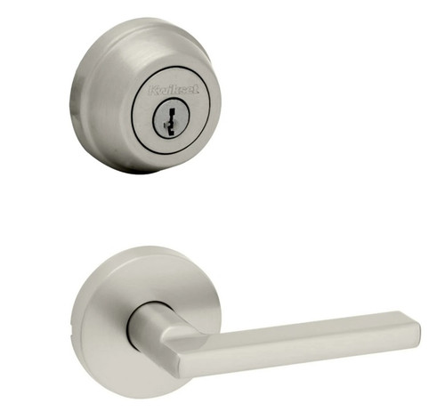 Kwikset 780-720HFLRDT-15 Satin Nickel Single Cylinder Deadbolt with Halifax Passage Lever and Round Rose