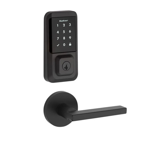 Kwikset 939WIFITSCR-720HFLRDT-514 Halo Wi-Fi Enabled Smart Lock Deadbolt with Touchscreen and Halifax Lever with Round Rose Matte Black Finish