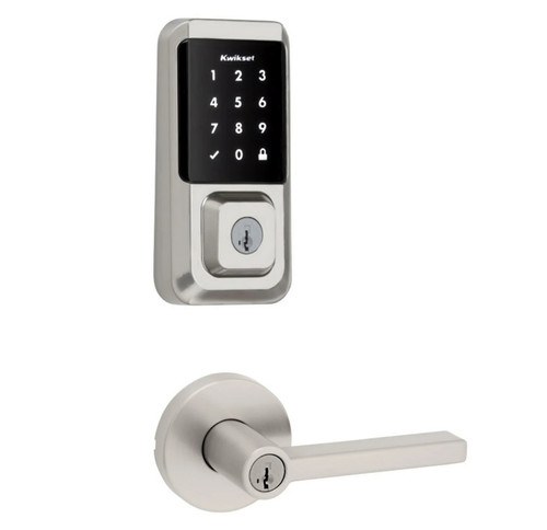 Kwikset 939WIFITSCR-740HFLRDT-15 Halo Wi-Fi Enabled Smart Lock Deadbolt with Touchscreen and Halifax Keyed Entry Lever with Round Rose Satin Nickel Finish