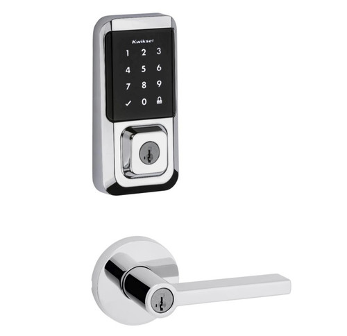 Kwikset 939WIFITSCR-740HFLRDT-26 Halo Wi-Fi Enabled Smart Lock Deadbolt with Touchscreen and Halifax Keyed Entry Lever with Round Rose Bright Chrome Finish