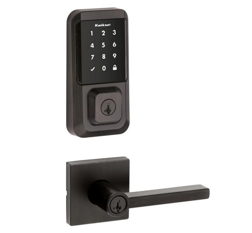 Kwikset 939WIFITSCR-740HFLSQT-11P Halo Wi-Fi Enabled Smart Lock Deadbolt with Touchscreen and Halifax Keyed Entry Lever with Square Rose Venetian Bronze Finish