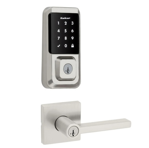 Kwikset 939WIFITSCR-740HFLSQT-15 Halo Wi-Fi Enabled Smart Lock Deadbolt with Touchscreen and Halifax Keyed Entry Lever with Square Rose Satin Nickel Finish