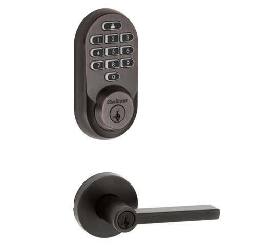 Kwikset 938WIFIKYPD-740HFLRDT-11P Halo Wi-Fi Enabled Smart Lock Deadbolt with Keypad And Halifax Keyed Entry Lever with Round Rose Venetian Bronze Finish