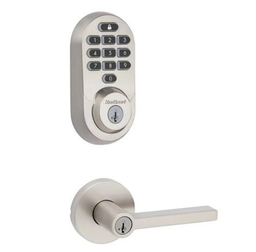 Kwikset 938WIFIKYPD-740HFLRDT-15 Halo Wi-Fi Enabled Smart Lock Deadbolt with Keypad And Halifax Keyed Entry Lever with Round Rose Satin Nickel Finish