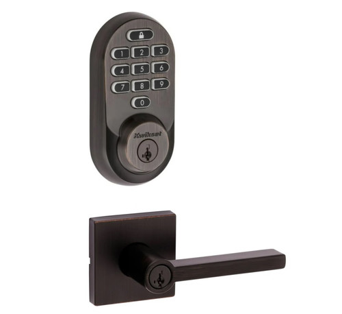 Kwikset 938WIFIKYPD-740HFLSQT-11P Halo Wi-Fi Enabled Smart Lock Deadbolt with Keypad And Halifax Keyed Entry Lever with Square Rose Venetian Bronze Finish