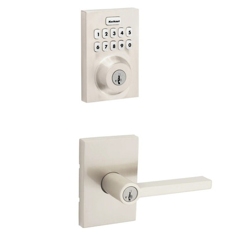 Kwikset HC620CNT-ZW700-740HFLRCT-15 Touchpad Electronic Deadbolt with Z-Wave with Halifax Keyed Lever and Rectangular Rose Satin Nickel Finish