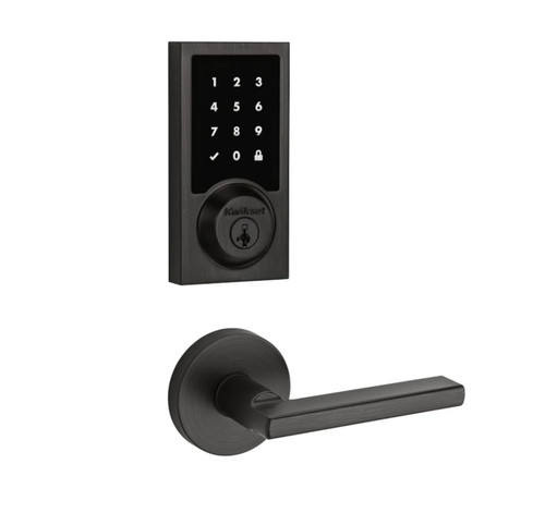 Kwikset 916CNT500-720HFLRDT-11P Z-Wave ZW500 Enabled Contemporary Smartcode Touchscreen Deadbolt with Halifax Lever and Round Rose Venetian Bronze Finish