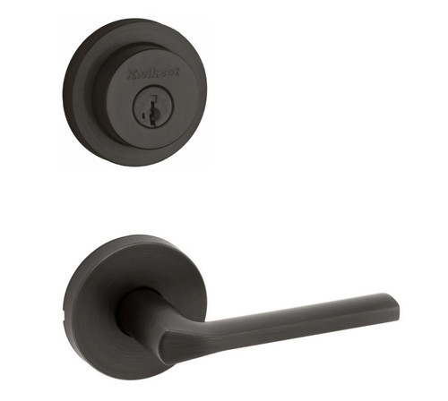 Kwikset 158RDT-720LSLRDT-11P Venetian Bronze Milan Single Cylinder Deadbolt with Libson Passage Lever and Round Rose