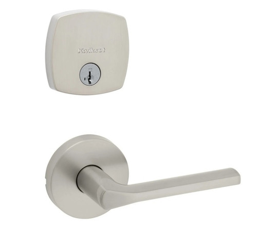 Kwikset 258MDT-720LSLRDT-15 Satin Nickel Midtown Single Cylinder Deadbolt with Libson Passage Lever with Round Rose