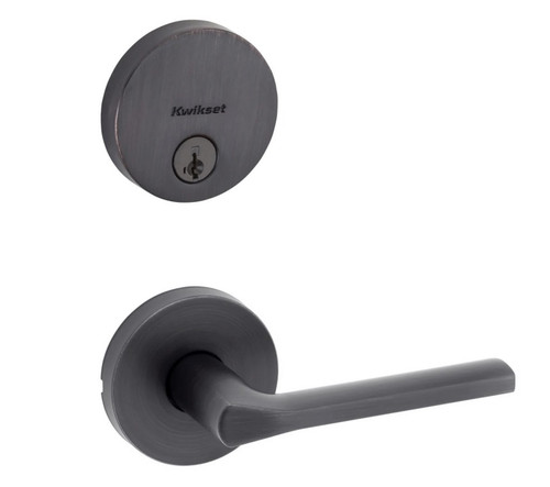 Kwikset 258RDT-720LSLRDT-11P Venetian Bronze Uptown Single Cylinder Deadbolt with Libson Passage Lever and Rose Rose