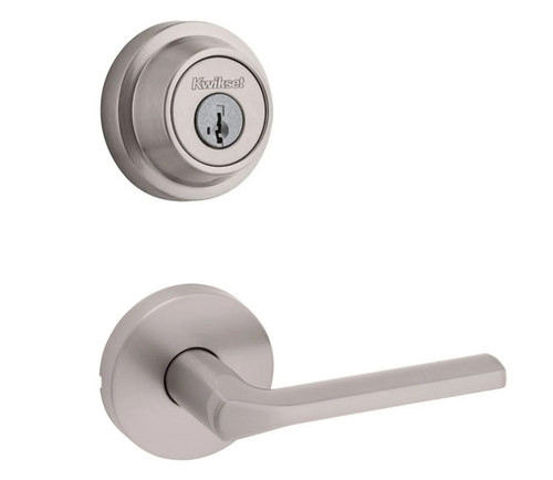 Kwikset 660RDT-720LSLRDT-15 Satin Nickel Round Single Cylinder Deadbolt with Libson Passage Lever and Round Rose