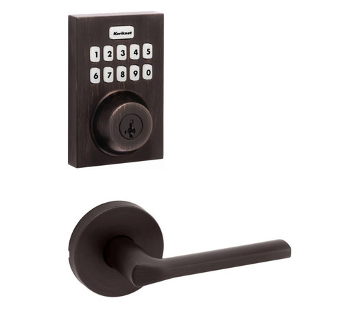 Kwikset HC620CNT-ZW700-720LSLRDT-11P Touchpad Electronic Deadbolt with Z-Wave with Libson Lever and Round Rose Venetian Bronze Finish