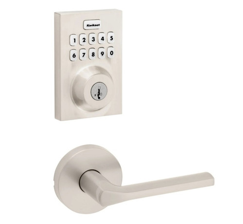 Kwikset HC620CNT-ZW700-720LSLRDT-15 Touchpad Electronic Deadbolt with Z-Wave with Libson Lever and Round Rose Satin Nickel Finish