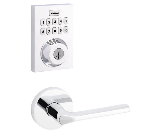 Kwikset HC620CNT-ZW700-720LSLRDT-26 Touchpad Electronic Deadbolt with Z-Wave with Libson Lever and Round Rose Bright Chrome Finish