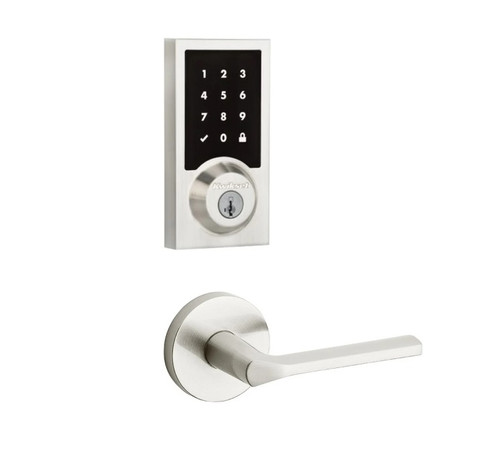 Kwikset 916CNT500-720LSLRDT-15 Z-Wave ZW500 Enabled Contemporary Smartcode Touchscreen Deadbolt with Libson Lever and Round Rose Satin Nickel Finish