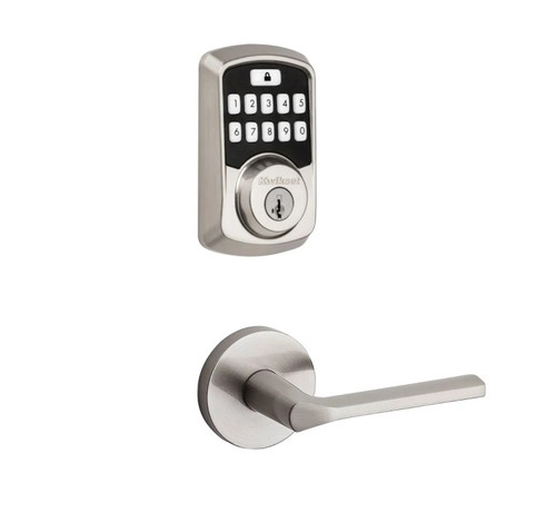 Kwikset 942BLE-720LSLRDT-15 Aura Bluetooth Keypad Electronic Deadbolt with Libson Lever with Round Rose Satin Nickel Finish