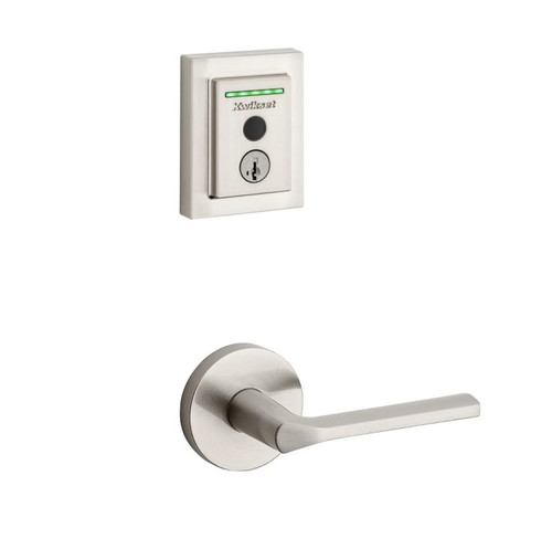 Kwikset 959CNTFPRT-720LSLRDT-15 Halo Touch Contemporary Fingerprint Deadbolt with Built-in Wifi and Libson Lever with Round Rose Satin Nickel Finish