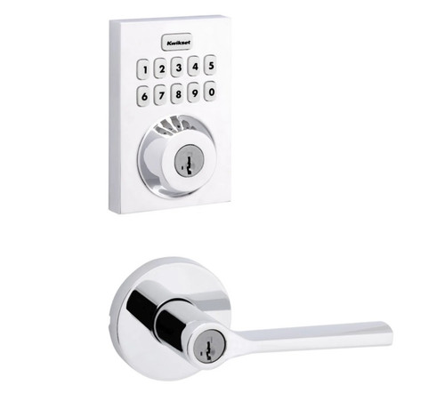 Kwikset HC620CNT-ZW700-740LSLRDT-26 Touchpad Electronic Deadbolt with Z-Wave with Libson Keyed Lever and Round Rose Bright Chrome Finish