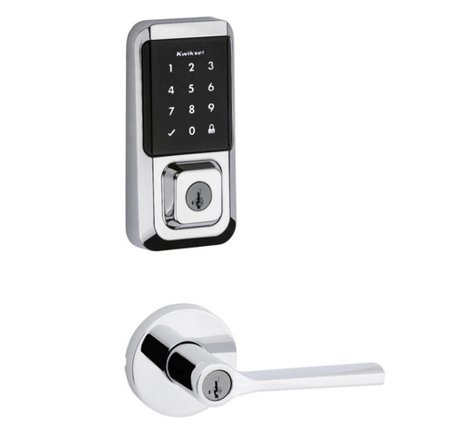 Kwikset 939WIFITSCR-740LSLRDT-26 Halo Wi-Fi Enabled Smart Lock Deadbolt with Touchscreen and Libson Keyed Entry Lever with Round Rose Bright Chrome Finish