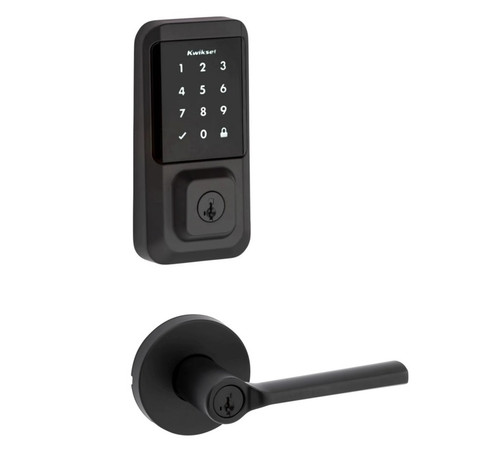 Kwikset 939WIFITSCR-740LSLRDT-514 Halo Wi-Fi Enabled Smart Lock Deadbolt with Touchscreen and Libson Keyed Entry Lever with Round Rose Matte Black Finish