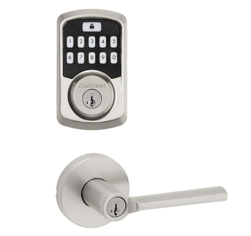 Kwikset 942BLE-740LSLRDT-15 Aura Bluetooth Keypad Electronic Deadbolt with Libson Keyed Lever with Round Rose Satin Nickel Finish