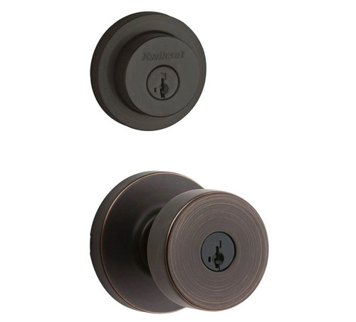 Kwikset 158RDT-740PSKRDT-11P Venetian Bronze Milan Single Cylinder Deadbolt with Pismo Keyed Entry Knob and Round Rose