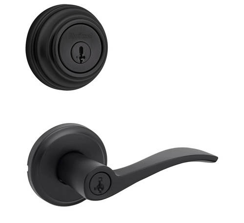 Kwikset 980-740SEL-514 Matte Black Single Cylinder Deadbolt with Sedona Keyed Entry Lever