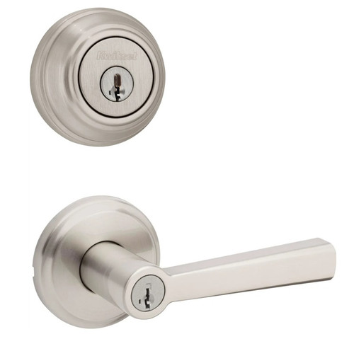Kwikset 980-740TDL-15 Satin Nickel Single Cylinder Deadbolt with Trafford Keyed Entry Lever