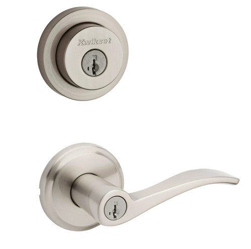Kwikset 158RDT-740SEL-15 Satin Nickel Milan Single Cylinder Deadbolt with Sedona Keyed Entry Lever 