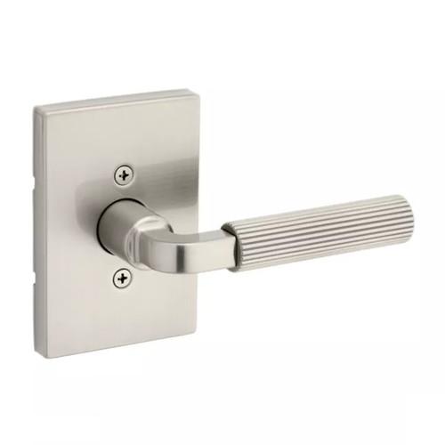 Kwikset 788MALRCT-15 Mirada Reeded Pattern Lever with Contemporary Rectangular Rose Half Dummy Door Lock Satin Nickel Finish