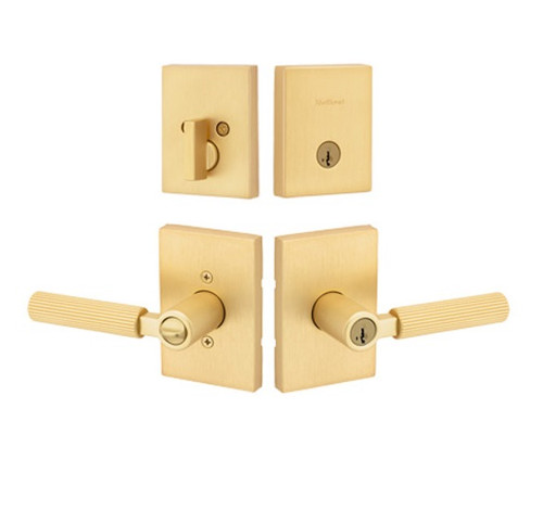Kwikset 258RCT-740MALRCT-4 Satin Brass Rectangular Single Cylinder Deadbolt with Mirada Keyed Entry Lever