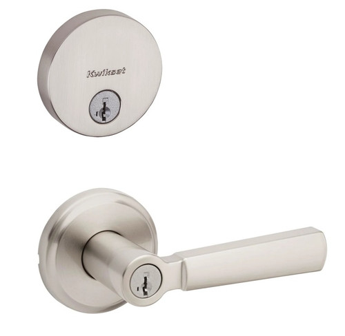 Kwikset 258RDT-740PHL-15 Satin Nickel Uptown Single Cylinder Deadbolt with Perth Keyed Entry Lever