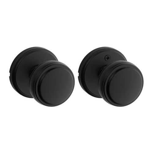 Kwikset 720SOK-514 Sora Knob with Traditional Round Rose Passage Door Lock with 6AL Latch and RCS Strike Matte Black Finish