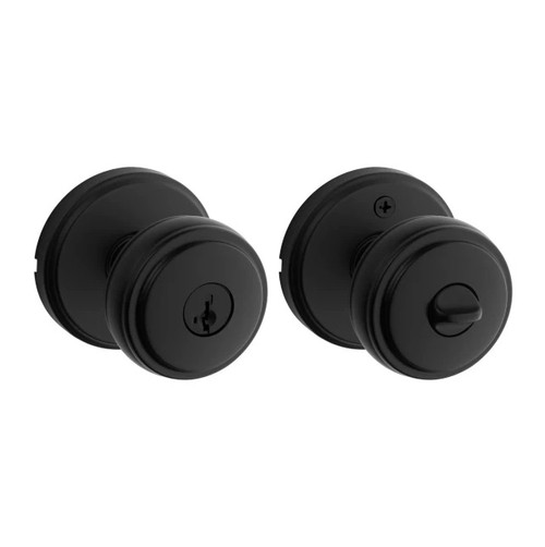 Kwikset 740SOK-514S Sora Knob with Traditional Round Rose Entry Door Lock SmartKey with 6AL Latch and RCS Strike Matte Black Finish