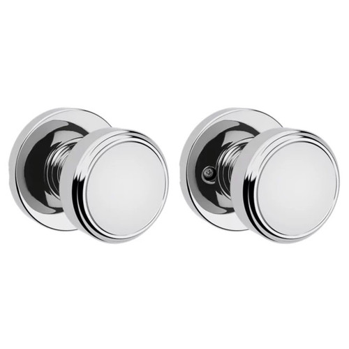 Kwikset 200MNKRDT-26 Maven Knob Round Rose Passage Door Lock with 6AL Latch and RCS Strike Bright Chrome Finish