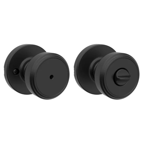 Kwikset 300MNKRDT-514 Maven Knob Round Rose Privacy Door Lock with 6AL Latch and RCS Strike Matte Black Finish