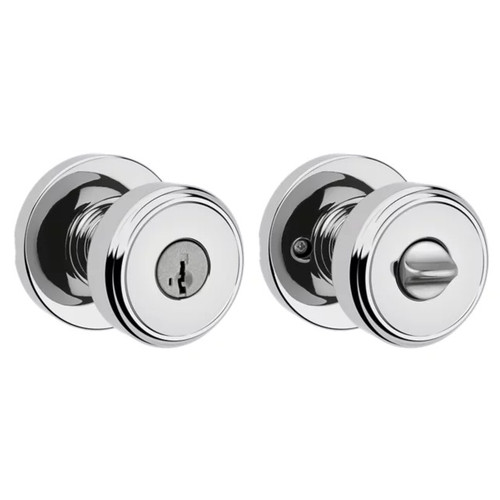 Kwikset 400MNKRDT-26S Maven Knob Round Rose Entry Door Lock SmartKey with 6AL Latch and RCS Strike Bright Chrome Finish